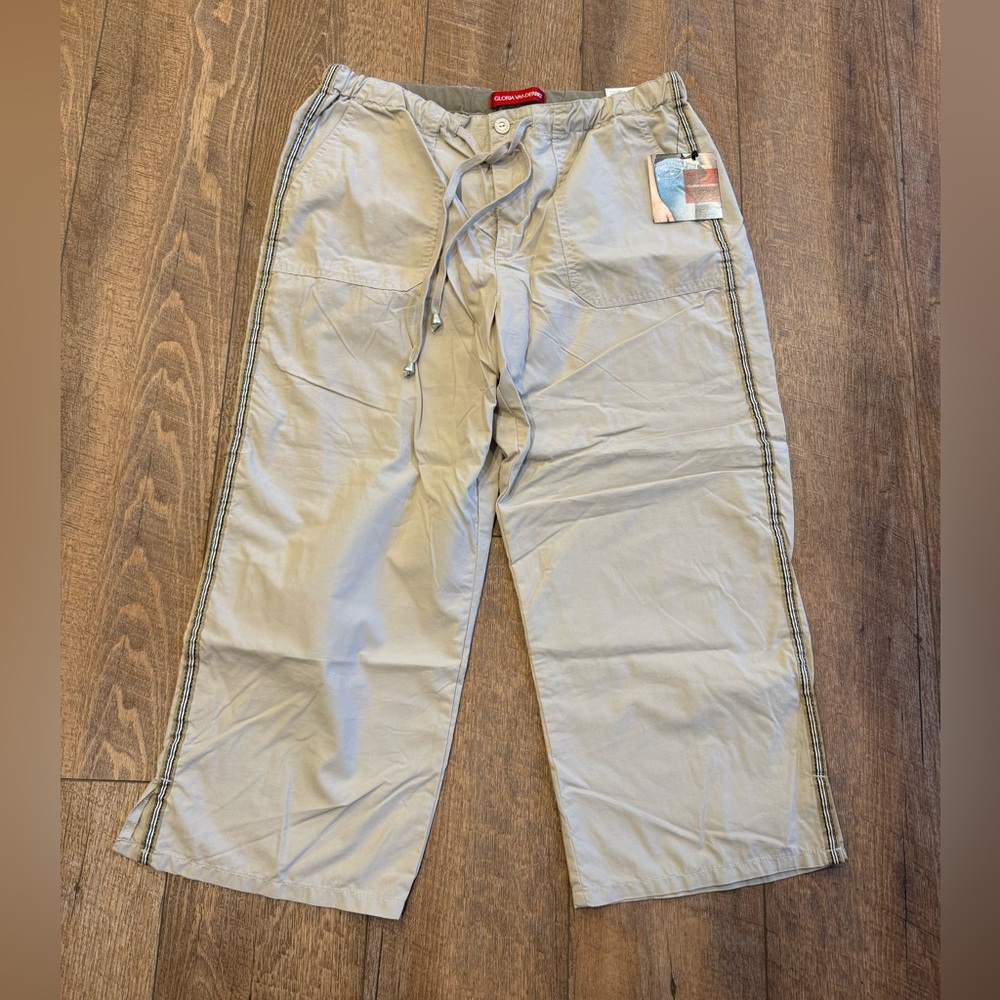Light Khaki Wide-Leg Drawstring Pants for Women